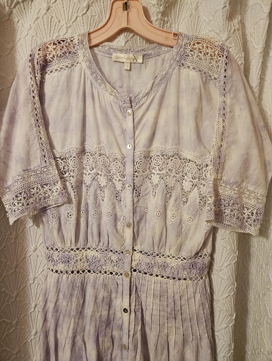 LoveShackFancy Dresses & Skirts - LoveShackFancy  Light Lavender Lace Button-Front Boho Dress